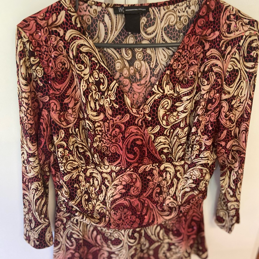 INC International Concepts Multicolor Paisley Top
